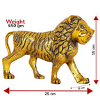 KridayKraft Metal Lion Showpiece Statue Gold Plated Fine Finishing and Decorative for Showcase Home Pooja,Durga Office & Table Desk Animal,Article,Feng Shui & Vastu Figurines,Gift.