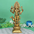 SVARUP Brass Kaal Bhairava with Dog Statue Maha Kala Murti Batuk Bhairava Puja Home Decor Idol Gold Color 11.5 Inch