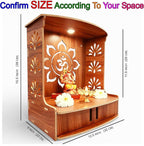 AKSHI Puja Mandap for Home, Office Mandir Wooden, Spiritual Home Decor, Mandir for Living Room (Brown A3)