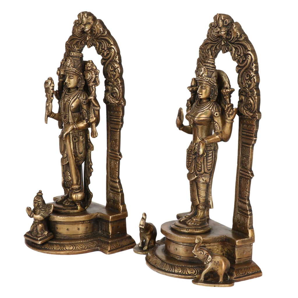 ARTVARKO Brass Vishnu Laxmi Narayan Murti Standing Vishnu Lakshmi Statue Showpiece for Home Decor Puja Items and Gifts 9 Inches