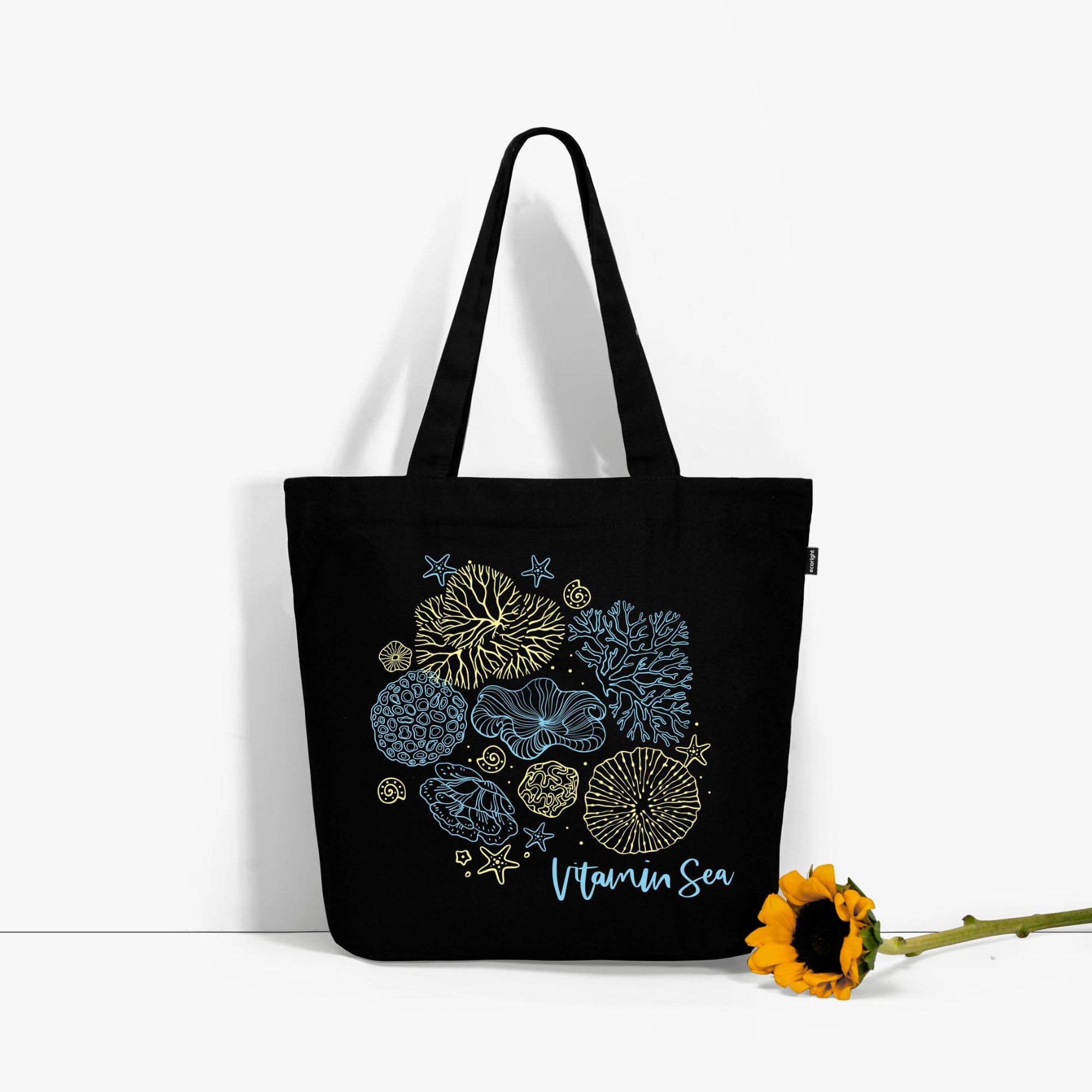 Eco Right Large Canvas Tote Bag for Women with Cosmetic Pouch, Zipper Handbags for Women Inner Pocket for Shopping, Office & Daily Use(Tote & Cosmetic Pouch)