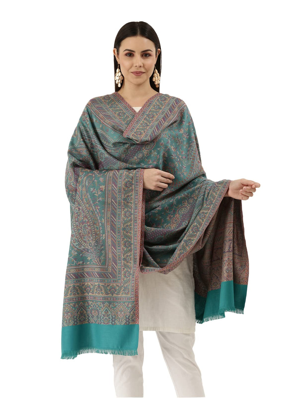 Pashmoda Women Noor Kashmiri Royal Paisley Design Jamawar Shawl (Size: 101 X 203 Cms)