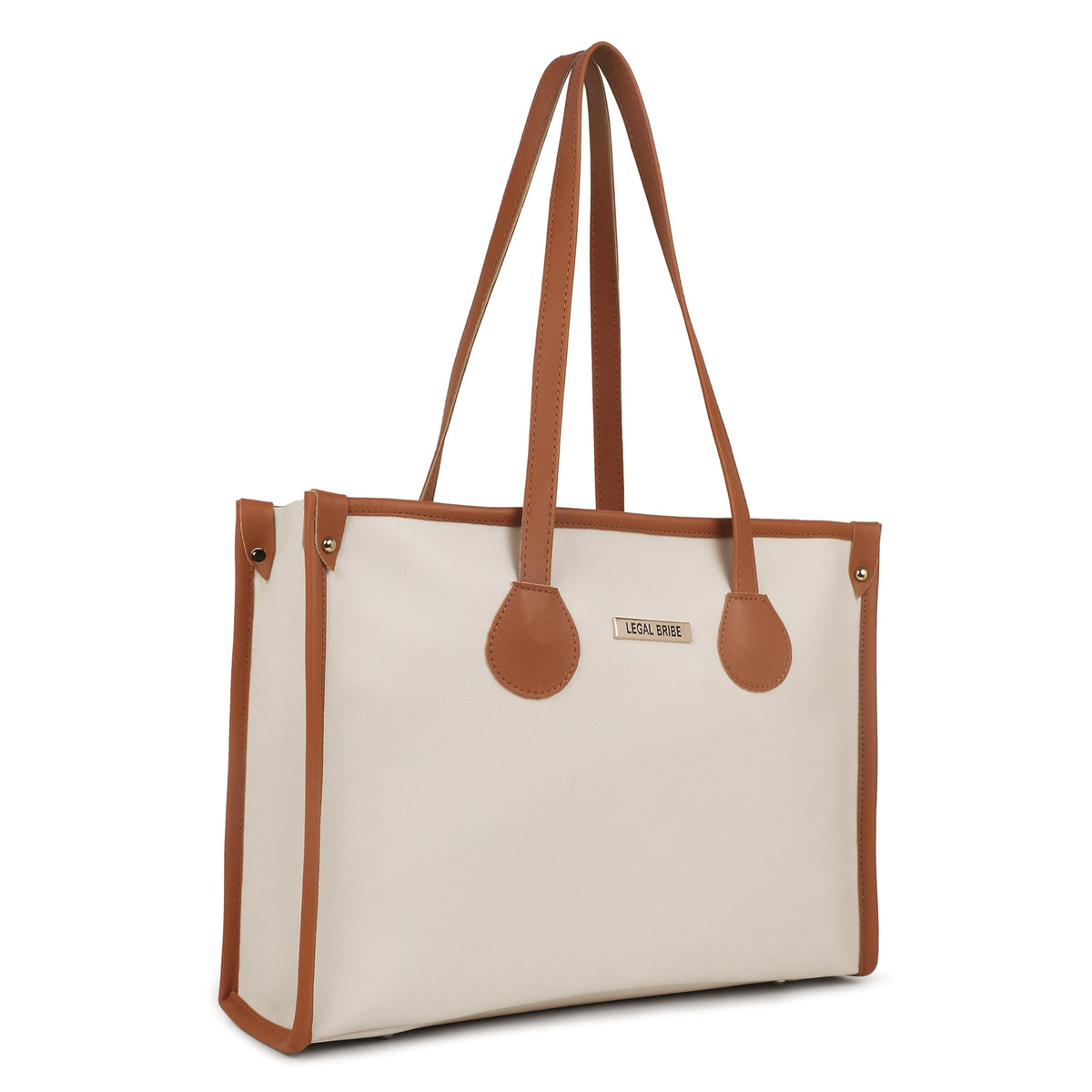 LEGAL BRIBE Textured Tote bag (White and Tan)