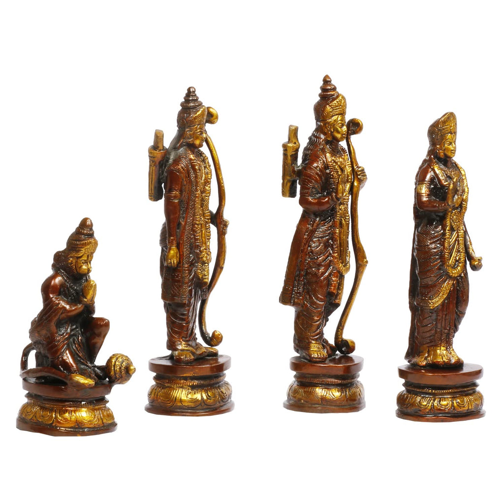 ARTVARKO™ Ram Darbar Statue Shree Ram Ji Sita Laxman Hanuman Home Décor Brass Metal Bhagwan Idol Murti for Mandir Temple Gift Height 9 Inches.
