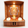 AKSHI Puja Mandap for Home, Office Mandir Wooden, Spiritual Home Decor, Mandir for Living Room (Brown A3)