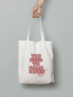 THE UMBRELLA STORE Tote bag, Cotton tote bag with pocket inside (You need to calm down)