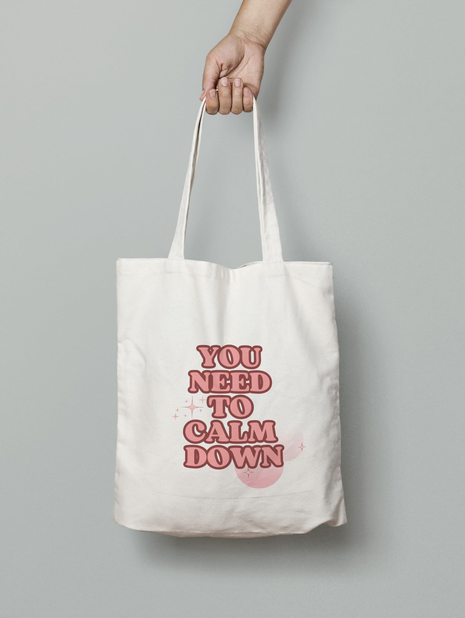THE UMBRELLA STORE Tote bag, Cotton tote bag with pocket inside (You need to calm down)