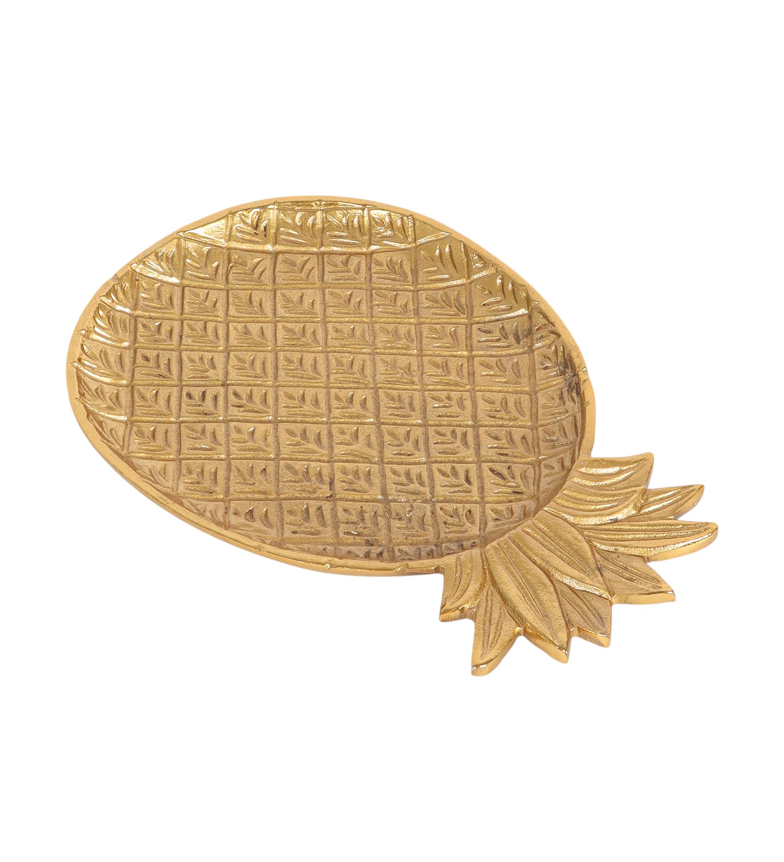 Two Moustaches Aluminium Pineapple Shaped Serving Tray, Serving Plates for Home, Platters for Tea/Coffee/Snacks, Plate for Dry Fruits, Housewarming Gift, Home Decor Items, Golden, Pack of 1