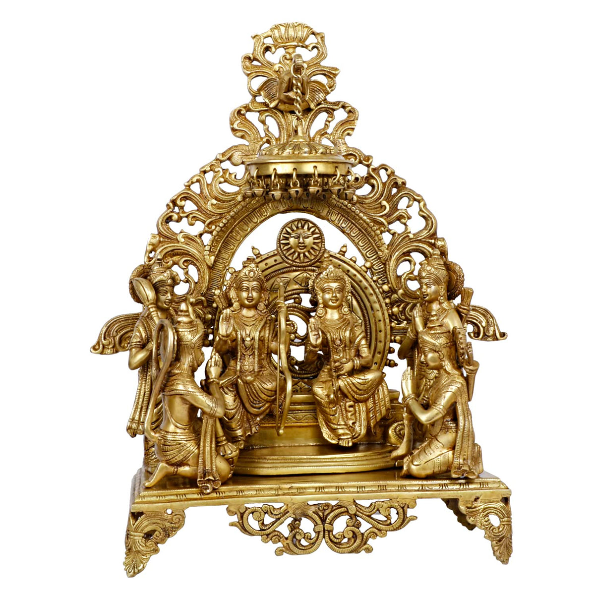 ARTVARKO Big Brass Ram Darbar Statue Shree Ram Ji Sita Laxman Hanuman Home D?cor Brass Metal Bhagwan Idol Murti for Mandir Temple Gift 22.5 Inch