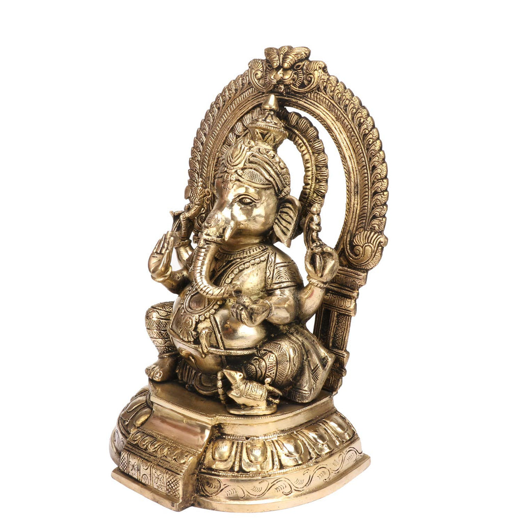 SVARUP Big Brass Ganesha Elephant Murti God Ganesha Vinayak Ganpati Sitting Idol Bhagwan Entrance Home Décor 12 Inch