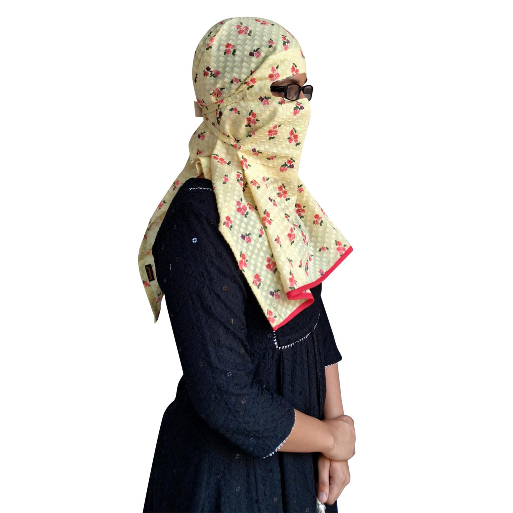 Switchon Rayon Mill dye Innovative scarf Hijab for Women with closer Hook and Loop Tape size adjustable -Scoty Scarf (Yellow Red)