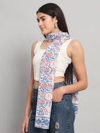 Ravaiyaa - Attitude is everything Female Cotton Women White & Red Hand Block Floral Printed Scarf 71 X 21 Inch