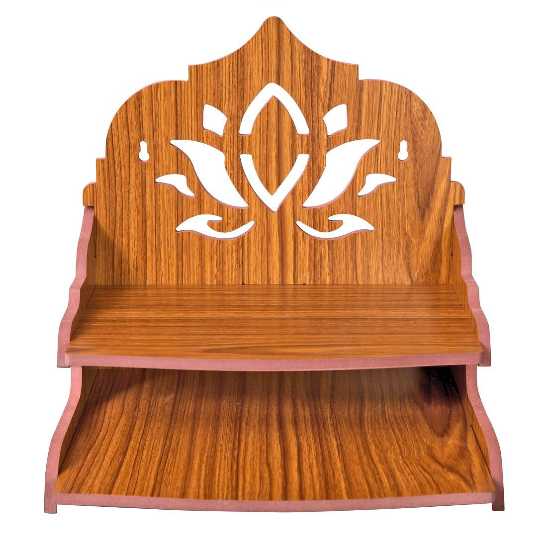 VJ Sons Wooden Wall Mounted Hanging Puja Temple Wood God Stand for Pooja Room | Mandir Devghar Stand Temple | Home Temple | Puja Mandir (Red 2)