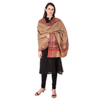BRAVEZI Womens Jamawar Shawl,Woven Jacquard Design with Kullu Weaving Design, Soft and Warm Faux Pashmina (Beige)