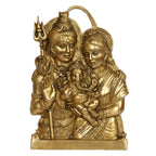 ARTVARKO Brass Shiv Parvati with Ganesha Idol Shiva Parwati Ganesha Wall Door Hanging for Puja Home Office Decor Entrance Gift. 11.5 Inch