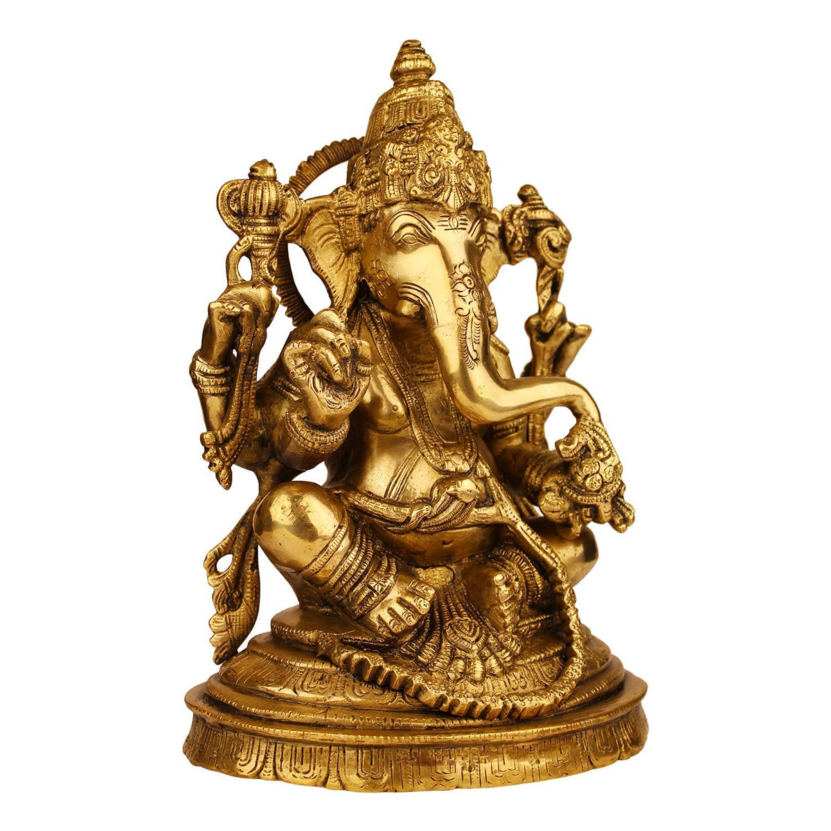 SVARUP Brass Ganesha Idol for Home Decoration Ganpati Statue Murti for Gift Height 11 Inch Weight 4.4 Kg Color Gold