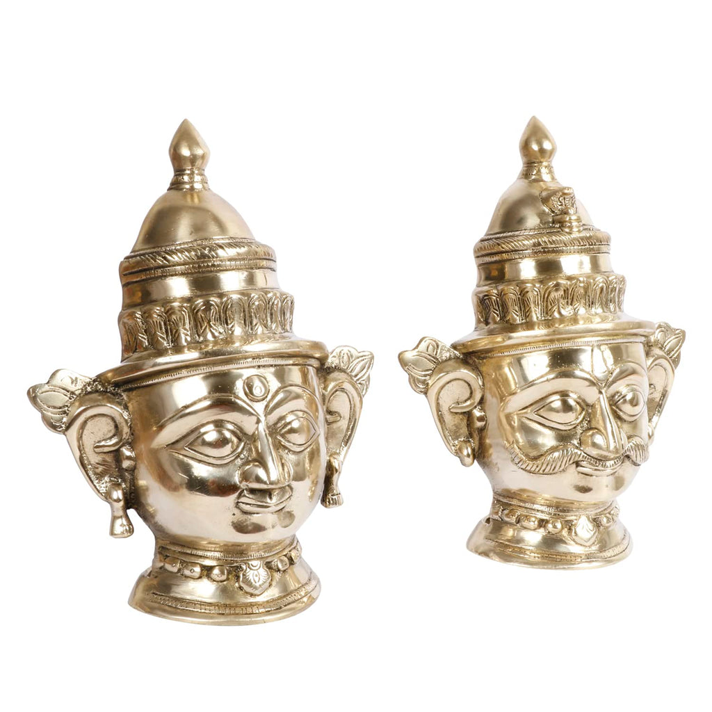 ARTVARKO Brass Shiva Parvati Face Head Murti Shiv Parvathi Statue Shivaratri Mahashivaratri Mahadev Idol for Pooja Home Decor Showpiece God Sculpture Height 8.5Inches