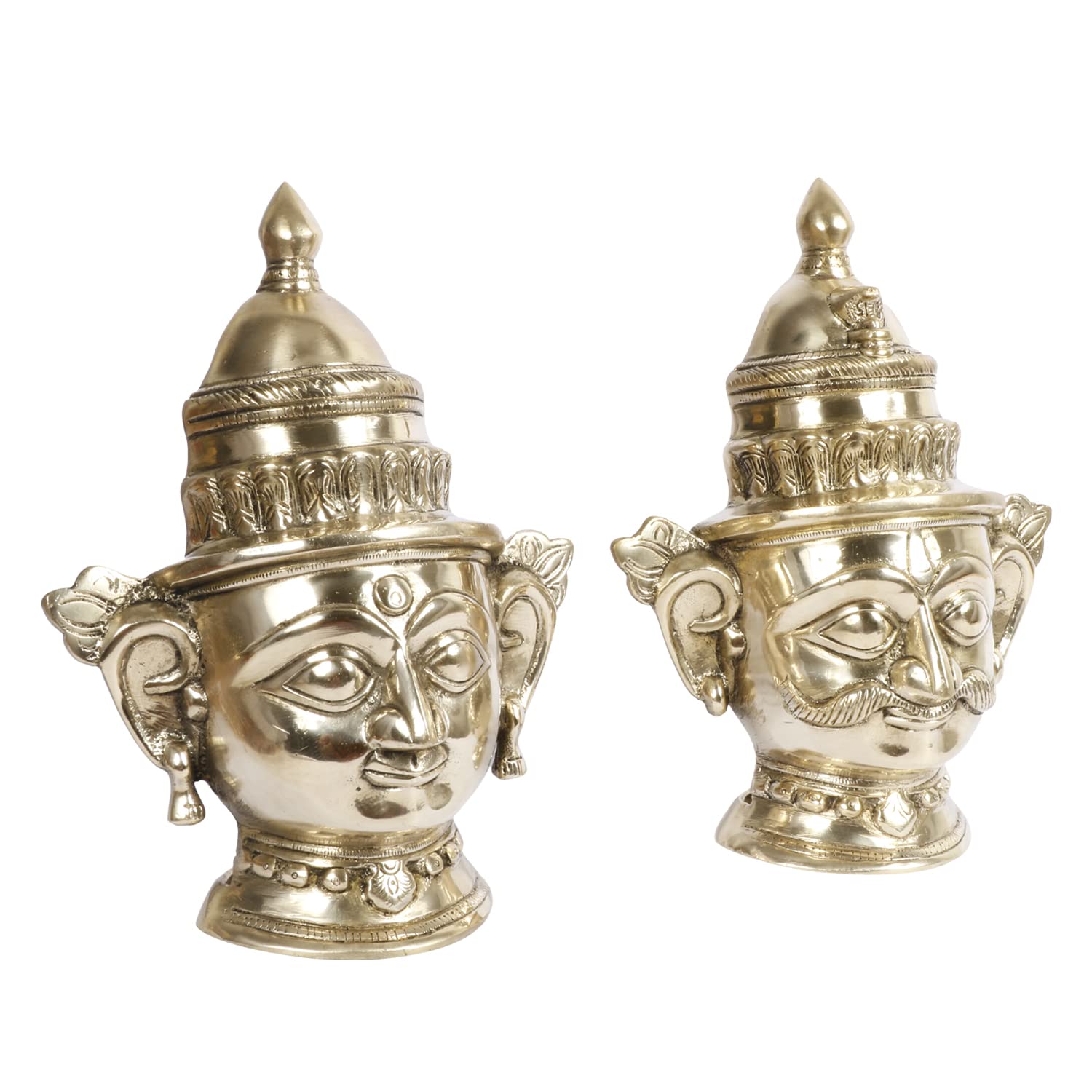 ARTVARKO Brass Shiva Parvati Face Head Murti Shiv Parvathi Statue Shivaratri Mahashivaratri Mahadev Idol for Pooja Home Decor Showpiece God Sculpture Height 8.5Inches