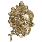 ARTVARKO Brass Lord Krishna Playing Flute Wall Hanging Peacock Idol Murti Sculpture Home Decor for Living Room Pooja Gift Item Height 33 cm
