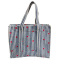 Bazaar Bhoot Edition Premium Cotton Quilted Shopping Tote Bag - Multipurpose Long Lasting Foldable Reusable Bag with zipper for Shopping, Travel & Daily Use - Made in India (Heart Gray)