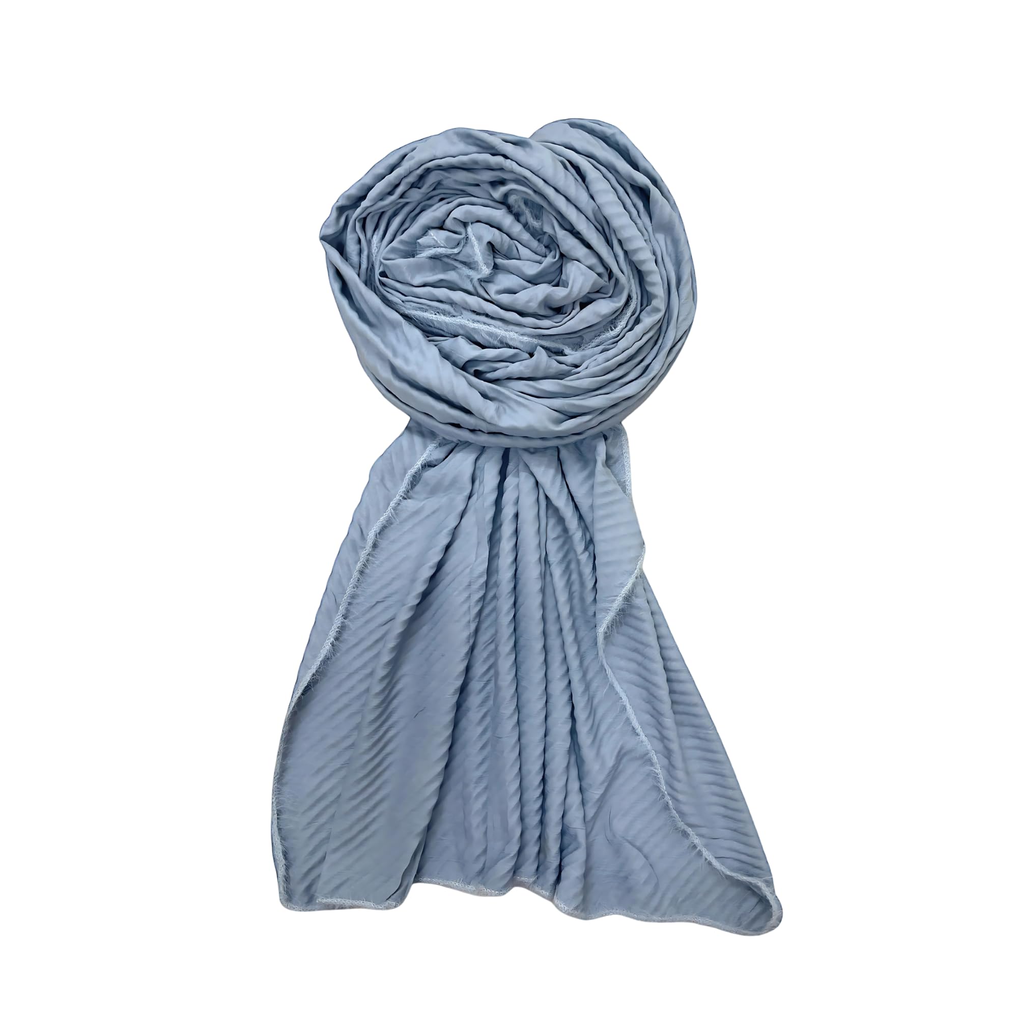 FAHABO Scarf Woman Pleated Viscose Cotton Scarf with Lace Border | Hijab Scarf | Headscarf | Neck Scarf | Stoles | Wraps (2- Grey)