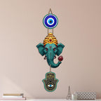 Artvibes Ganpati Bappa Evil Eye Decor Hanging for Home and Office | Nazar Suraksha Wall Art for Entrance Door Living Room Temple | Auspicious Vastu Energy Decorative Housewarming Gift (WH_8561N)