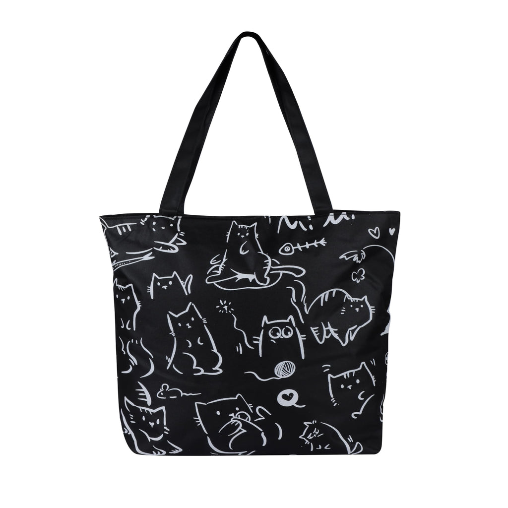 BROGBUS Classics Canvas Tote Bags for Women Girls Canvas Handbag Zipper Large Capacity Shoulder Bag for College Office Use (Black Color)