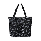 BROGBUS Classics Canvas Tote Bags for Women Girls Canvas Handbag Zipper Large Capacity Shoulder Bag for College Office Use (Black Color)