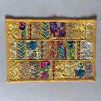 ATRANGI STUDIO Patchwork Table Mat | Traditional Rajasthani Khambadiya Placemat | Handmade Reusable Dining Table Mat for Home Decor | Colourful Dining Setup | 12x18 Inch, Yellow
