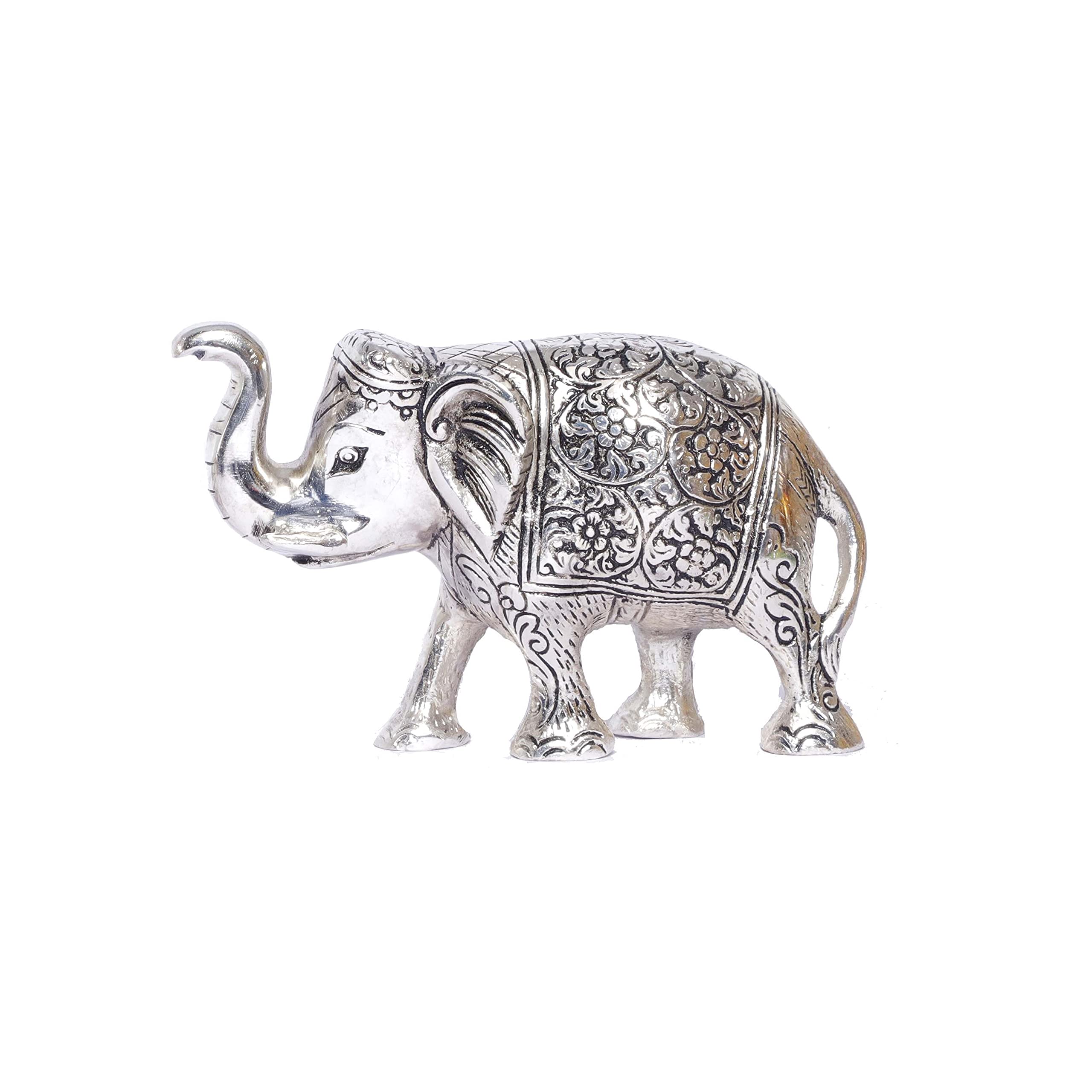 KridayKraft Metal Elephant Silver Color for Showpiece Enhance Your Home,Office & Table and Gift for Have House Warming Anniversaries, Birthday..