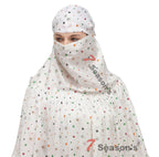 7 season's Cotton Long Scarf Cum Mask Universal Size Usable for vehicle Driver for sunlight UV protection White Printed Design For Girl & Women (star)