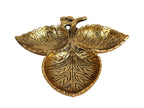 PRINCE HOME DECOR & GIFTS Aluminum Floral Leaf Pattern Dry Fruit Tray (Golden, 15 x 15 x 4 cm)