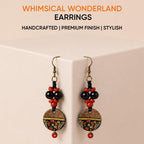 Aakriti Art Creations’ Whimsical Wonderland Earrings | Multi Glass Beads & Wood Earrings, Small & Compact | Lightweight Glossy Finish Earrings Set for Women | Handmade Floral Design