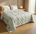 HOMEKART Ultrasonic Quilted AC Comforter 220 GSM (1500g) Premium Microfiber Reversible All-Season Blanket for Double Bed|Ultra Soft, & Lightweight, Quilt/Duvet | Comforter (Light Green, 225CMx220CM) Kafalo