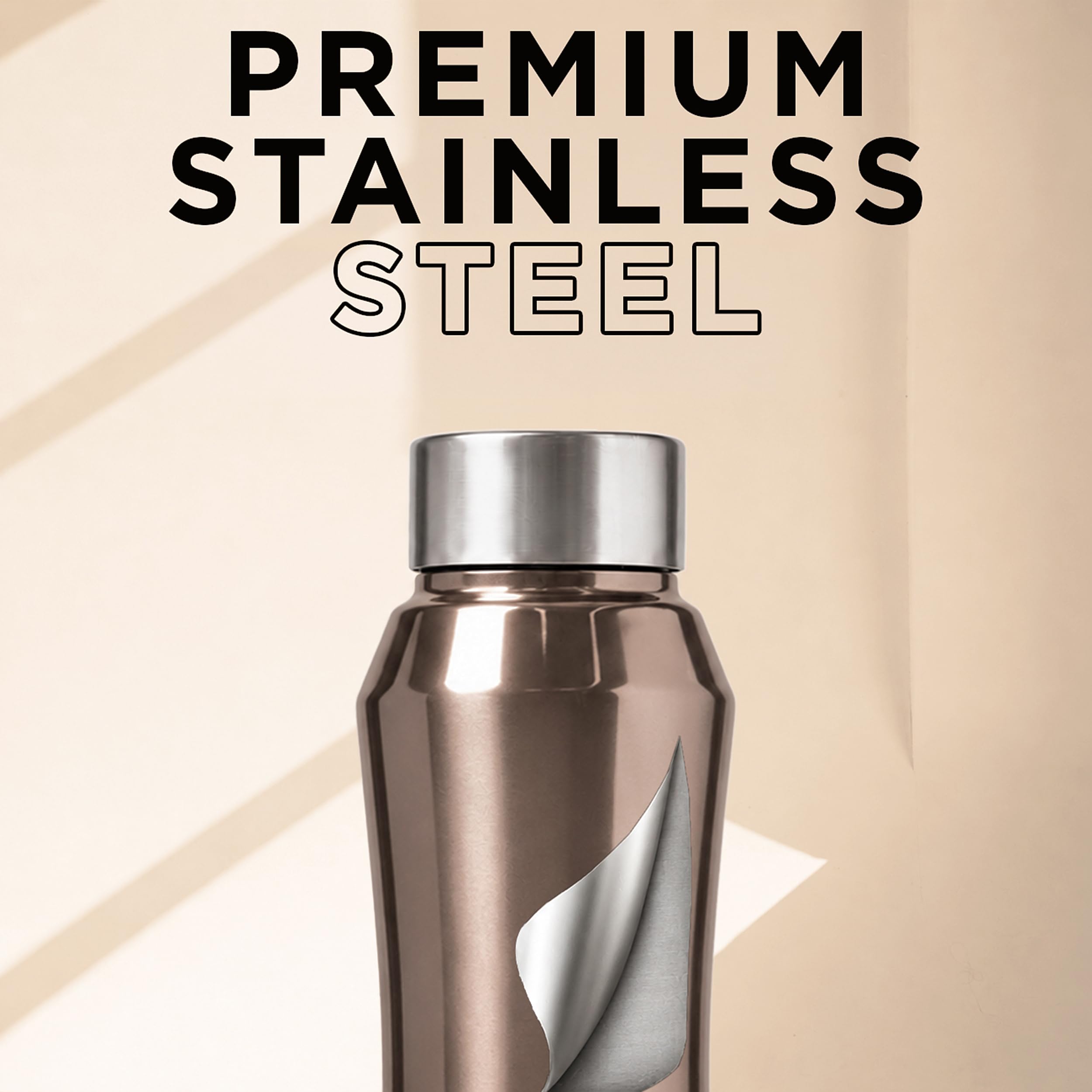 Speedex Stainless Steel Water Bottle 1 Ltr, Leak Proof Screw Cap, BIS Approved 1000 ml Metal Bottle For Daily, Office, School, Gym, Travel Use for Men, Women, Kids, Adults, Copper Gold, Set of 2