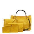 Bagsy Malone Women's Vegan Leather Stylish Tote Bag | Pack of 5 | Ladies Purse Handbag (Croco Yellow)