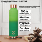 MERCAPE Pure Copper Color Water Bottle 950 ml | Matte Finish Reusable Metal Bottle with Leak-Resistant Cap | Suitable for Home, Office & Travel (Green Gradient)