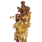Svarup Brass Krishna Bhagwan Idol Murli Kishan Murti Playing Bansuri Gift for Home Mandir Decor Marriage Height 29 Inch Weight 16 Kg Brown and Gold