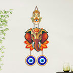 Artvibes Ganpati Bappa Evil Eye Wall Hanging for Main Door Entrance Decor | Vastu Nazar Raksha Hanging for Home Office Temple | Positive Energy Lucky Charm Decorative Gift Item (WH_8559N)