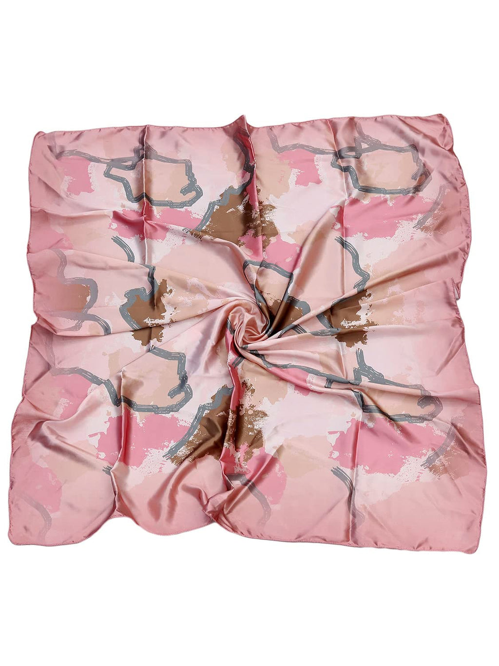 leeza store Women's Baby Pink & Golden Black Polyester Satin Silk Square Digital Printed Scarf ||Dupatta|| Stole|| Beach Wear||Fashion Accesorries || Bandana || Head Scarf || Hair Wrap, For Female