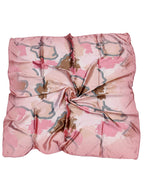 leeza store Women's Baby Pink & Golden Black Polyester Satin Silk Square Digital Printed Scarf ||Dupatta|| Stole|| Beach Wear||Fashion Accesorries || Bandana || Head Scarf || Hair Wrap, For Female