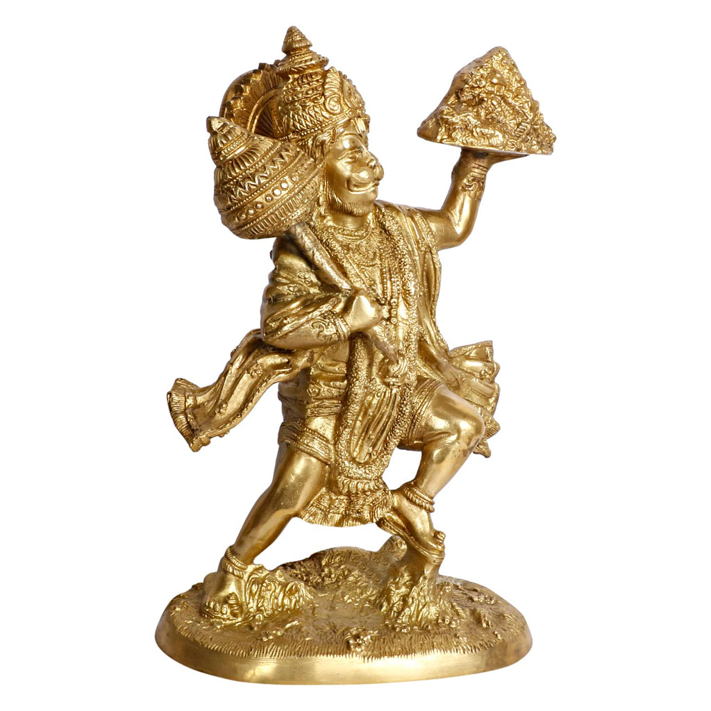 ARTVARKO Brass Lord Hanuman Ji Standing Murti Bajrangbali with Gada Bhagwan Statue Showpiece for Pooja Gift Living Room Decoration Home Décor 11 Inches.