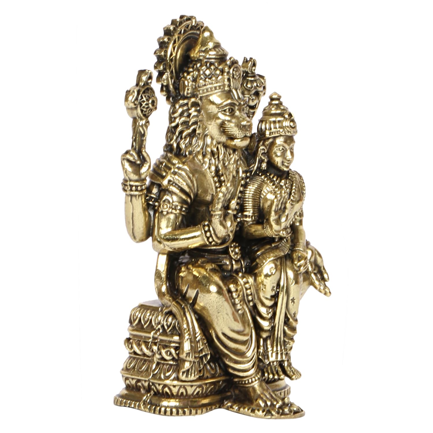 ARTVARKO Brass Lakshmi Narasimha Murti Vishnu Laxmi Narayan Narasingha Swamy Idol Statue for Puja Home Decor Gift (6x4.5x10 cm)