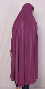 ICW Women Stretchable Jersey Smoking Sleeve Jilbab Cum Prayer khimar Hijab (Free Size) 60 Inch (Magenta Pink)
