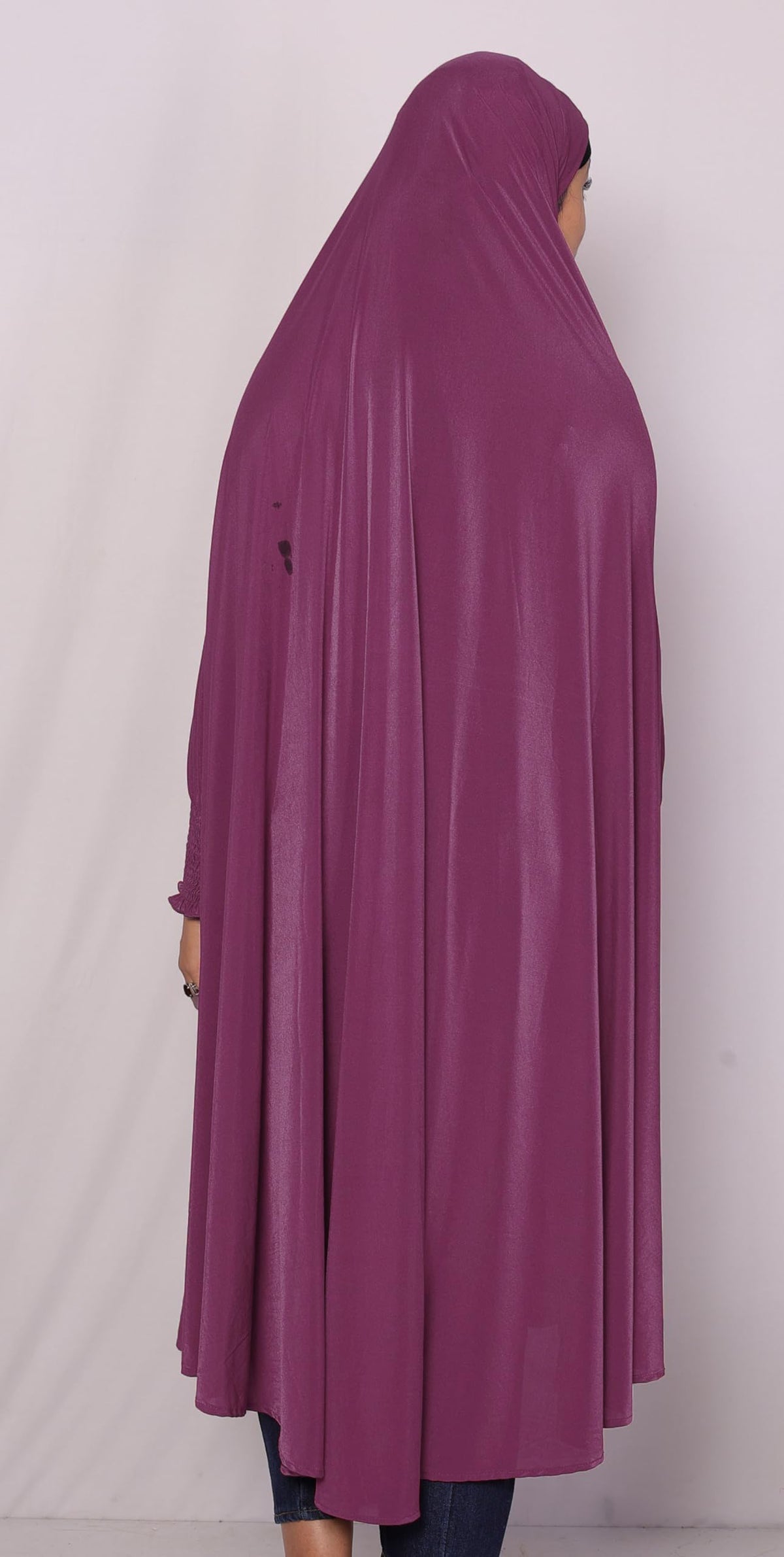 ICW Women Stretchable Jersey Smoking Sleeve Jilbab Cum Prayer khimar Hijab (Free Size) 60 Inch (Magenta Pink)