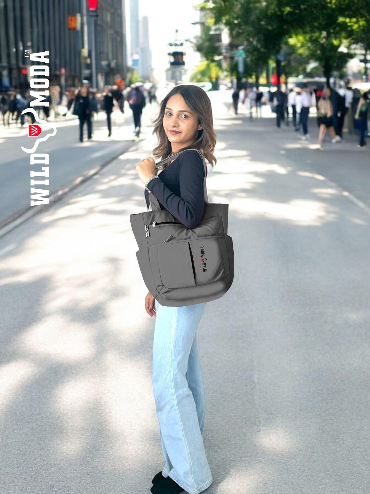 WILD MODA Women Kareena Multipurpose Shoulder & Tote Bag (Grey)