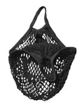 MSK Looms Eco Friendly Light Weight Cotton Net String Bag with Short Handle, Reusable Produce Bag for Fruits and Vegetable - Black