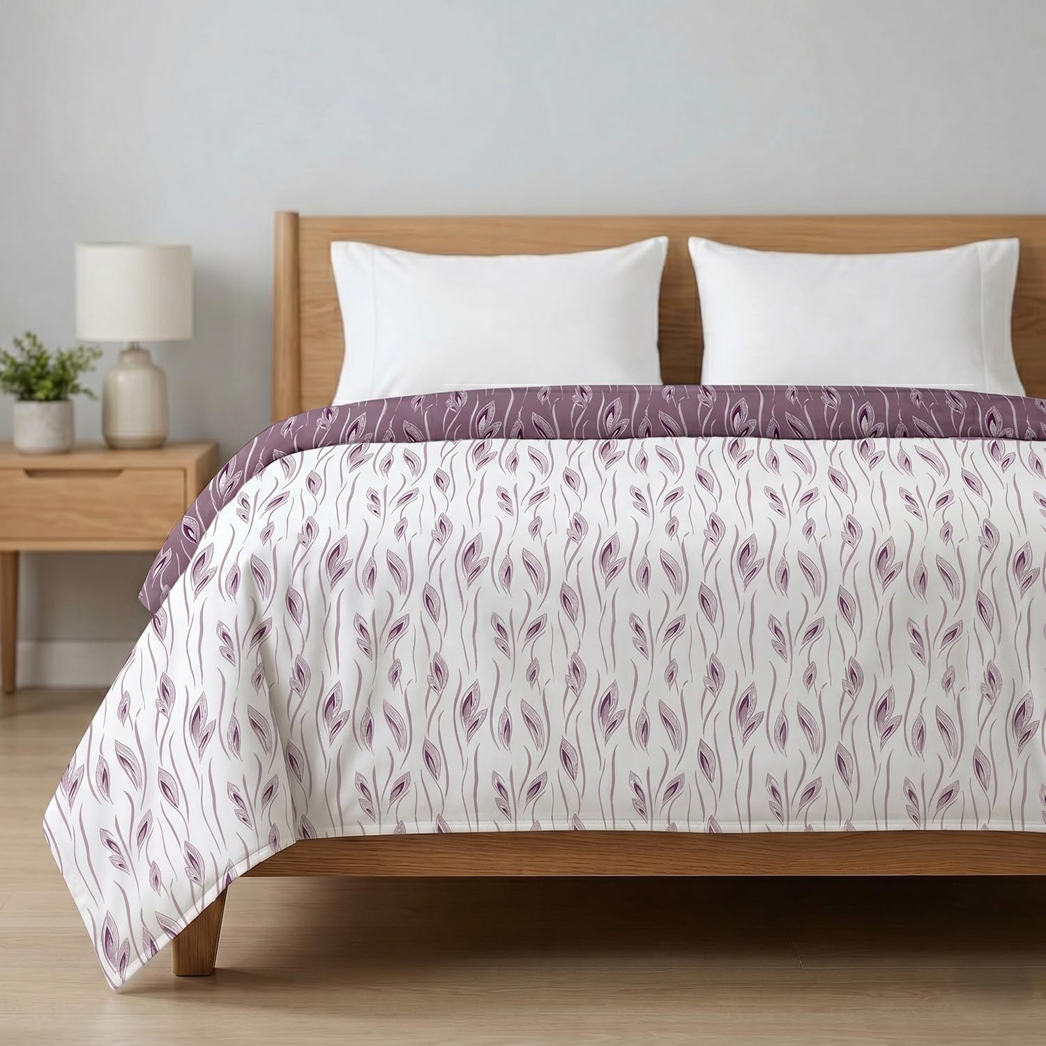 AYKA 100% Cotton Dohar Single Bed 56x85 Inch (143x216 cm) | 150 GSM Lightweight Cooling AC Blanket | Soft Breathable Modern Style Summer Comforter | Reversible Printed Quilt (Floral, Single) Kafalo