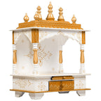 Kamdhenu Art and Craft Wood Home Temple (Brown, Gold and White, 12 Inch X 18 Inch X 24 Inch)