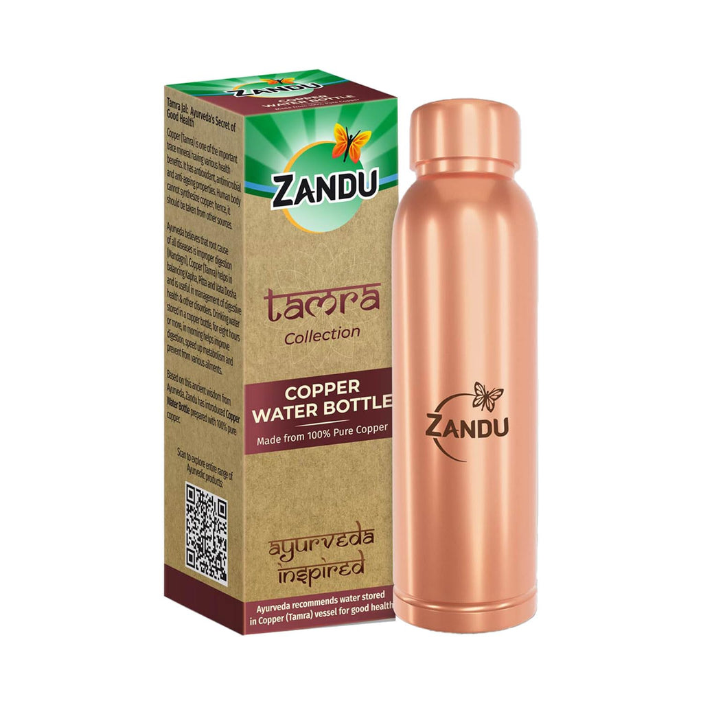 Zandu Copper Bottle (950ml): 100% Pure BPA-Free Water Bottle | Copper-Infused Water | Leak Proof | Office Use | Boosts Immunity | Supports Digestive & Liver Health | Ayurveda Inspired